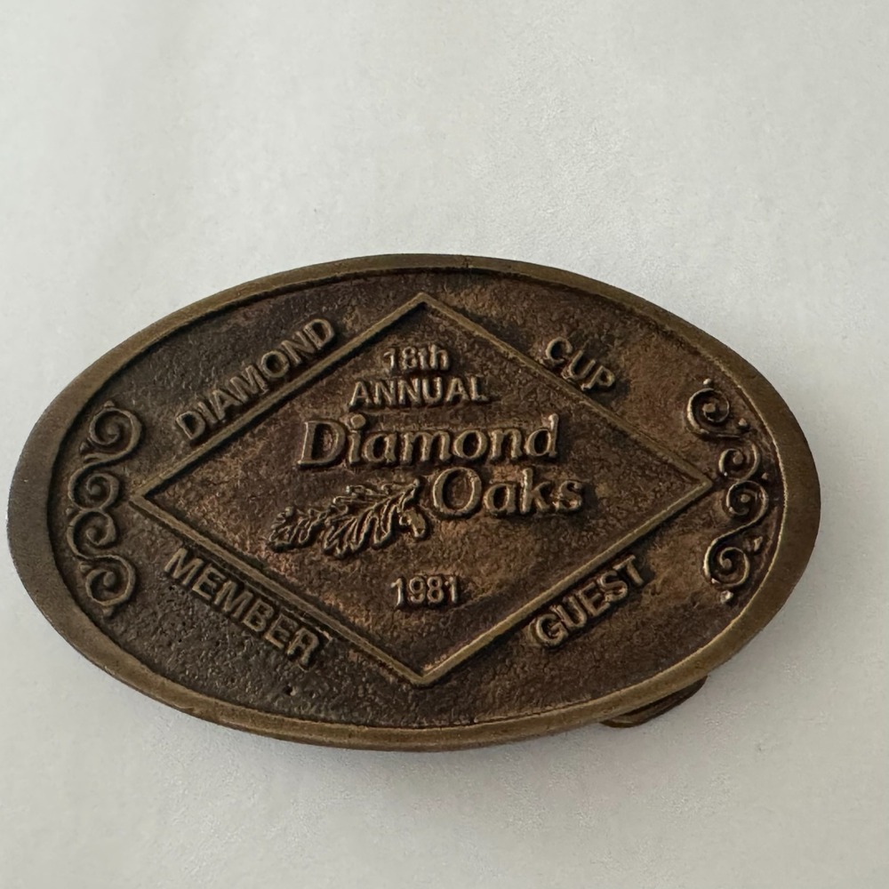 Vintage 1981 B&H Belt Buckle Diamond Oaks Fort Worth Tx 18th Annual Diamond‎ Cup